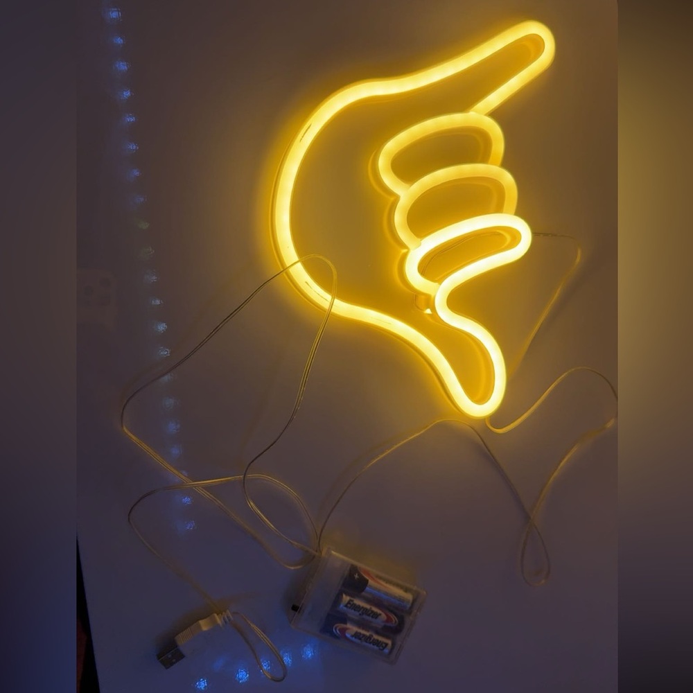 Yellow Neon Hand Sign